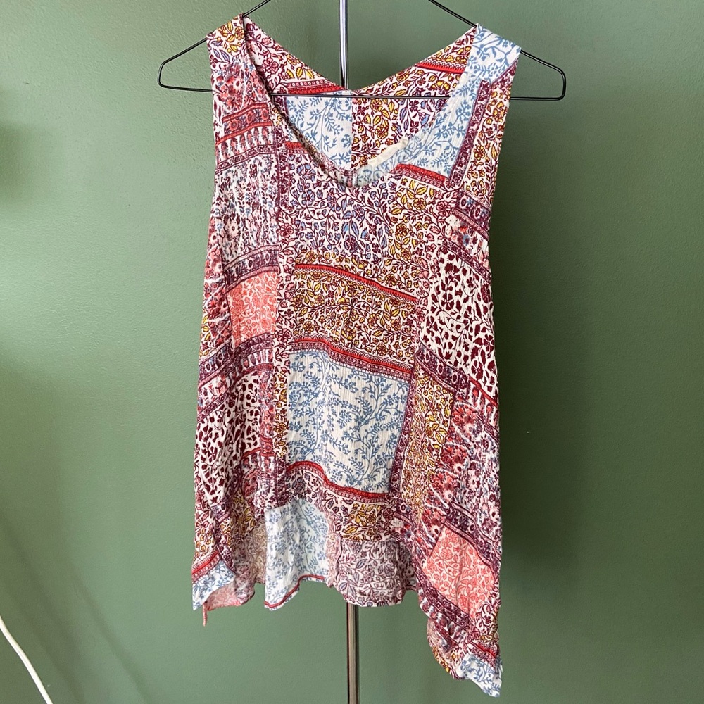 ANTHROPOLOGIE SOPHIE RUE ORANGE MULTICOLOR BOHO Paisley Tank TOP Tunic MEDIUM